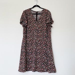 Loft plus black floral fit and flare dress